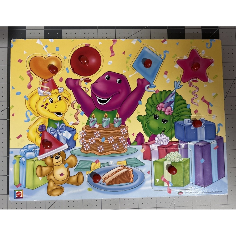 Barney‎ Peg Puzzle Baby Bop BJ SHAPES COLORS  2004 Lyons Birthday Party Mattel